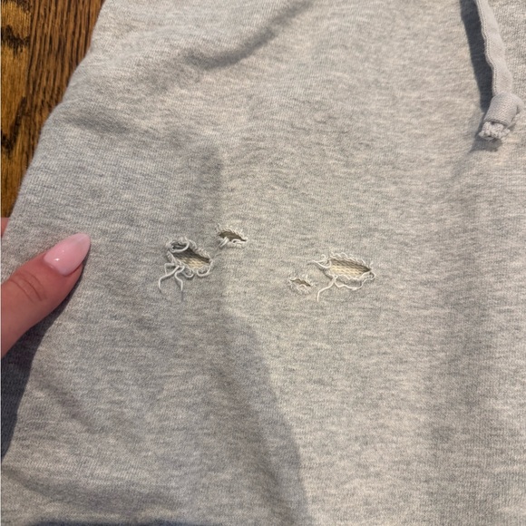 Light Gray Lounge Sweatpants - Distressed Cozy Fit - Picture 6 of 7